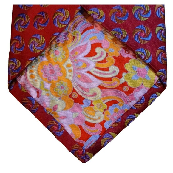 Ted Baker London Men’s Designer Neck Tie Red 100% Silk Abstract Print 60"x 4" - Picture 5 of 7